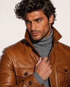 Veste de chasse en cuir d'agneau marron cognac faite à la main, style safari pour homme - Product Image 5