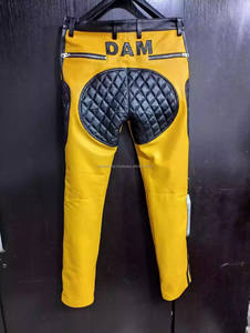 Pantalon en cuir jaune original pour hommes en peau de mouton imperméable et respirant - Product Image 4