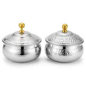 Casserole en acier inoxydable martelé avec couvercle et base, ustensile de cuisine robuste, compatible lave-vaisselle, écologique - Product Image 3
