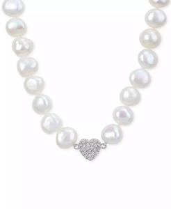 Collana con colletto 18 "con chiusura a forma di perla d'acqua dolce coltivata (11-12mm) e zirconi - Product Image 1