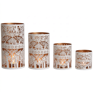 Décorations de Noël 2026 : Bougeoirs votifs en métal blanc à motif découpé, différentes tailles - Product Image 5
