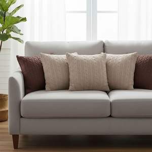 Juego de 5 Fundas de Almohada de Punto Trenzado Color Rosa Empolvado, Fundas Decorativas Acogedoras para Sofá Cama, Decoración Premium para el Hogar y Almohadas Decorativas - Product Image 3