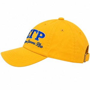 Gorra de Béisbol Amarillo Dorado con Bordado de Letras Griegas en Azul Rey, Visera Curva, Unisex, Deportiva, Casual, para Exteriores - Product Image 5