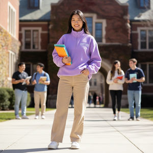 Sudadera OEM para mujer, personalizada, oversize, con cuello simulado, de algodón suave y forro polar, informal, holgada, ecológica, con logo frontal, top de moda para invierno. - Product Image 2