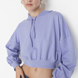 Nueva Sudadera Corta con Capucha para Mujer, a la Moda, de Invierno, con Logotipo Personalizado, al por Mayor, OEM, de Algodón y Felpa - Product Image 5