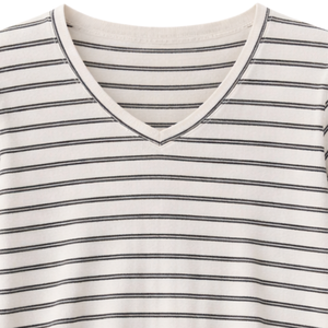 Haut en tricot côtelé rayé à col en V pour femme, manches courtes, coupe ajustée, décontracté, été, extensible, doux, élégant, pour tous les jours - Product Image 6