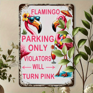 CIFbuy Plaque en aluminium rétro amusante Flamant rose 8x12 pouces (20.3x30.5cm) pour TikTok et service de retrait Temu - Product Image 1