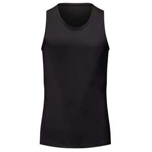 Camiseta sin mangas de hombre de moda, blanca, de elastano/poliéster, cuello redondo, color liso, transpirable, ecológica, informal, para entrenamiento, con tejido frontal ajustado. - Product Image 2