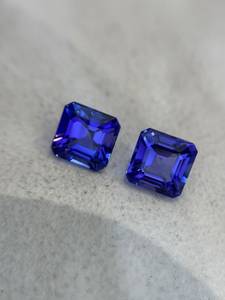 แทนซาไนต์ธรรมชาติเกรด AA+ ขนาด 8 มม. ทรง Asscher Cut คู่ น้ำหนัก 5.84 กะรัต พลอยเจียระไนแบบหลวม สำหรับทำเครื่องประดับ/นักสะสม รูปทรง Loop Clean Zehra - Product Image 3