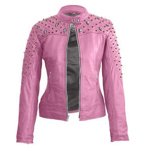 Veste en cuir de haute qualité pour femmes, style heavy metal punk rock, avec clous, en cuir véritable. - Product Image 3