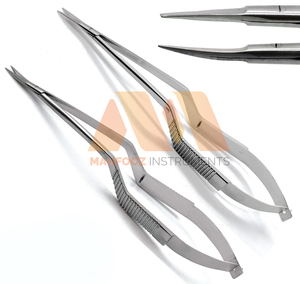 2 tijeras microquirúrgicas Yasargil de 7.5 pulgadas, afiladas, rectas y curvadas hacia arriba, instrumentos quirúrgicos - Product Image 4