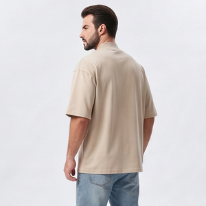 เสื้อยืดคอกลมโอเวอร์ไซส์ผู้ชาย 350 GSM แขนสั้น เสื้อยืดลำลองผู้ชาย ไซส์พลัส เสื้อยืดผ้าฝ้ายถัก สไตล์สตรีท - Product Image 5
