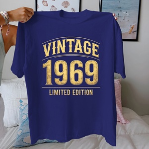 T-shirt pour femme en coton 100% tricoté à imprimé décontracté vintage 1969, coupe confortable - Product Image 5