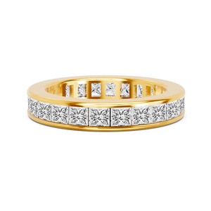 Anillo de Oro Sólido de 14k/18k de Nuevo Diseño al por Mayor, Anillo de Eternidad con Diamantes de Laboratorio Princesa Engastados en Canal, Certificado IGI, Anillo Encantador para Usar - Product Image 3