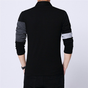 Polo à manches longues pour homme, design bicolore, logo personnalisé, vêtements de sport décontractés, qualité supérieure, mélange de coton - Product Image 2