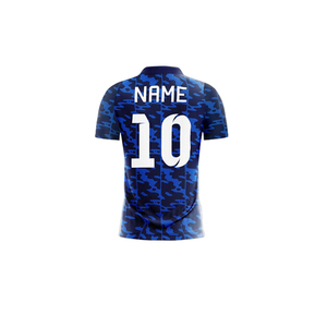 ชุดเสื้อฟุตบอลชายแบบกำหนดเอง ลายสก็อตสีน้ำเงิน พิมพ์ลายแบบ Sublimation ผ้าโพลีเอสเตอร์ 100% ระบายเหงื่อได้ดี คอวี แขนสั้น ชุดทีม - Product Image 5
