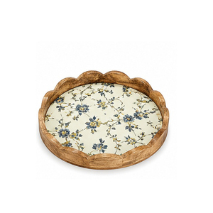 Bandeja de Almacenamiento Rectangular de Madera con Patrón Floral, Borde Tallado, Acabado Pulido, Diseño Moderno y Lujoso, Multifuncional, Apilable, Apta para Lavavajillas - Product Image 1