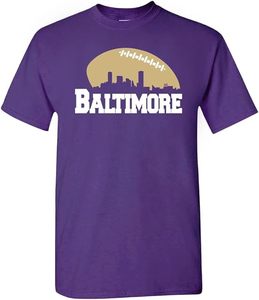 T-shirt noir Baltimore Football City Skyline en coton, thème sportif, souvenir, 100% coton. Taille Petite - 5XL - Product Image 3