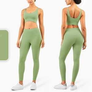 Conjunto de Yoga sin Costuras para Mujeres de EE. UU. y Europa, con Logotipo Personalizado, Leggings de Cintura Alta, Top Deportivo, Ropa de Gimnasio de Primera Calidad - Product Image 4