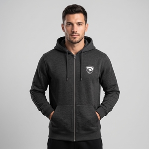 Sweat-shirt à capuche zippé noir pour homme Dumela, en molleton, coupe classique, pour l'automne, logo thermocollé sur le devant - Product Image 2