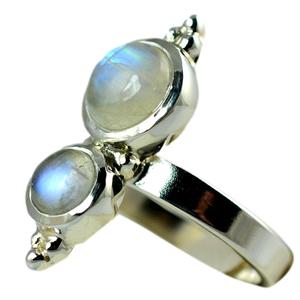 Rainbow Moonstone <b>Ring</b> 925 Sterling <b>Silver</b> Handmade <b>Statement</b> Promise <b>Ring</b> for Women Boho Round June Birthstone Jewelry - Product Image 1