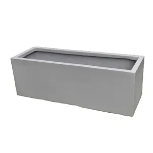 KNT Wholesale Large Rectangular Plant Pot Big Fiberglass Planter Box Outdoor Fiber Garden Pots for plant home mall