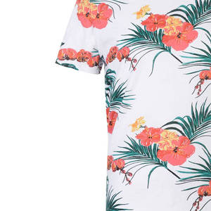 T-shirt à manches courtes pour homme, col rond, imprimé floral blanc, coupe classique, impression par sublimation, services de personnalisation - Product Image 3