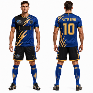 Tenues de football OEM en tissu mesh polyester, anti-humidité, design personnalisé, sublimation couleur intégrale, uniformes d'équipe - Product Image 1