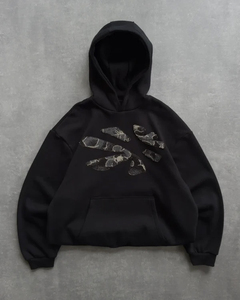 Sudadera con Capucha Extra Grande para Hombre, Negra con Estampado de Serpiente, Estilo Casual para Otoño, 100% Algodón, Felpa Francesa, Corte Regular - Product Image 6