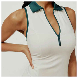Vestido de tenis personalizado para mujer, sin mangas, con cremallera, deportivo, de secado rápido, transpirable y elástico, para jugar. - Product Image 3