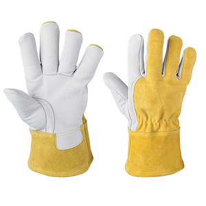 Guantes de soldadura TIG de cuero de cabra para hockey, duraderos, anticorte, transpirables, de alta resistencia, para bomberos, barbacoa, trabajo general - Product Image 1