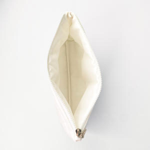 <b>White</b> Cosmetic <b>Bag</b> Quilted Nylon <b>Clutch</b> Flat-mouthed <b>Bag</b> Customizable With Logo - Product Image 6