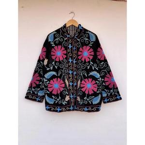 Natural Velvet Suzani Autumn Winter Handmade Embroidered Eco-Friendly Reversible Regular <b>Jacket</b> Cotton Coat One Size - Product Image 2
