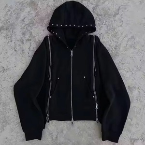 ชุดวอร์มสีดำแบบ unisex มีฮู้ด ความยาวเต็มตัว สวมใส่สบายๆ สำหรับฤดูใบไม้ร่วง มีกระเป๋าข้าง ซิปแบบรูด ดีไซน์เรียบง่าย - Product Image 3