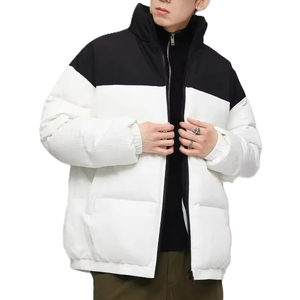 OEM Custom High Quality <b>Canvas</b> Stand Collar Front Logo Slim Fit Puffer <b>Jacket</b> Keep Warm Men's Winter - Product Image 2