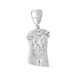 10K <b>Solid</b> <b>Gold</b> Round Brilliant Cut Diamond Face Shape Jesus Head Charm <b>Pendant</b> 1.90" 2 CT Hip Hop Men's Everyday Wear - Product Image 3