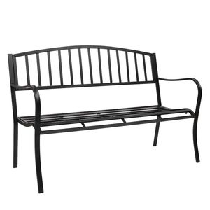 Panca da giardino con struttura in ferro da 51 pollici con finitura nera, mobili da giardino in stile vintage, spedizione gratuita-YJ - Product Image 1