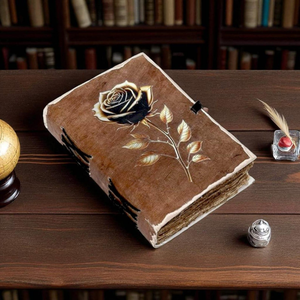 Cuaderno de hechizos de bruja con estampado de rosas, tamaño A5, mini diario de cuero vintage, grimoire, diario, cuaderno de tapa dura con correa y cierre, regalo para lectura y viajes - Product Image 5