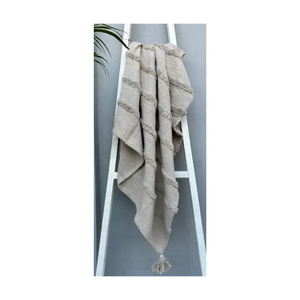 Jeté de canapé en fil de laine naturel gris tissé à la main, 60x80 pouces, qualité export Inde, idéal pour les acheteurs à la recherche d'une qualité artisanale traditionnelle - Product Image 1