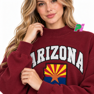 Sudadera de cuello alto para mujer Pook International, con parche bordado de la bandera del estado de Arizona, estilo casual y holgado. - Product Image 6