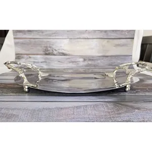 Bandeja Decorativa Redonda de Cerámica Dorada Moderna, Ecológica, Estilo Americano, para Recepción de Bodas, Celebración de Aniversarios, Eventos - Product Image 3
