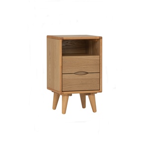 High Quality Ash Wood <b>Bedside</b> Table with Two Drawer Rounded Corner Nightstand Light Wood Accent Table for Modern Home - Product Image 1