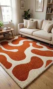 Tapis d'appoint abstrait à poils moyens, tufté à la main, antidérapant, en laine moderne, pour salon, chambre, salle à manger, décoration intérieure - Product Image 4