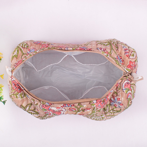 Sac de maquillage portable multifonctionnel en coton matelassé de luxe fait à la main, grand format, unisexe, accessoires de voyage, magnifique motif floral - Product Image 5