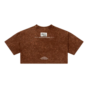เสื้อยืดครอปสีน้ำตาลพิมพ์ลายตัวอักษรแขนสั้นคอกลมสไตล์ลำลองแฟชั่นสตรี - Product Image 5