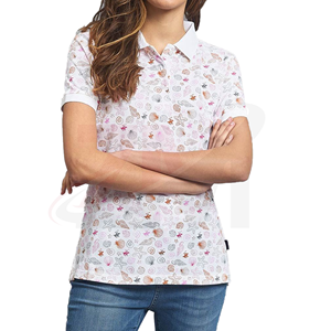 Camiseta polo estampada para mujer con diseño de conchas y estrellas de mar, manga corta, informal, camisetas polo de moda para mujer - Product Image 3