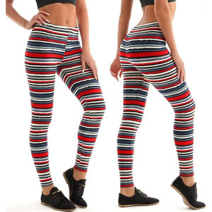 Leggings rayés pour femmes, taille haute, moulants, imprimés, pour le sport, la gym, le fitness, le yoga, effet push-up, style décontracté - Product Image 2