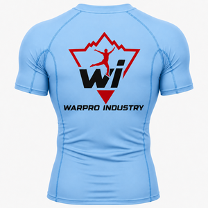 Warpro Industry Men's Short Sleeve Rash Guard <b>Compression</b> <b>Shirt</b> Quick Dry Printed Sport Top Blue - Product Image 2