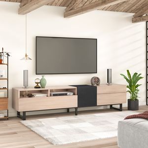 Modern Entertainment Center TV Stand for 80 Inch TVs Double <b>Storage</b> Space Media <b>Console</b> <b>Table</b> with Drop Door for Living Rooms - Product Image 4