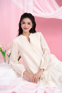 Vestido B2 MUM con Estampado de Puntos, Spandex/Poliéster, Modelo V1464, Cuello Mandarín, Mangas Largas, Detalle de Lazo, Alta Calidad, Suave y Transpirable - Product Image 6